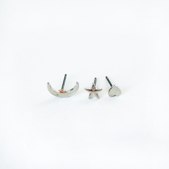 Star Heart Moon Stud Sets Earrings - Picture 2 of 4